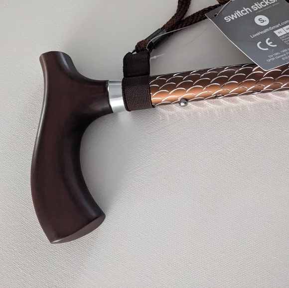 Walking cane adjustable folding 32-37 men women wood ergonomic handle fashion - Picture 2 of 6